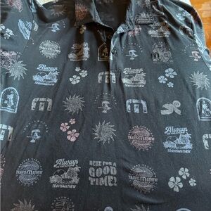 TravisMathew Black Polo with Subtle Gray Graphic Print